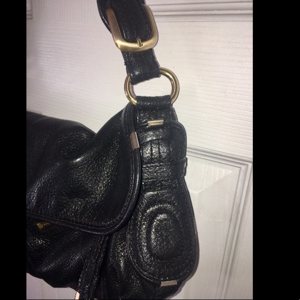B. Makowsky Black Pebbled Leather Hobo Satchel - Picture 5 of 8